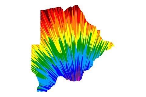 Botswana - map is designed rainbow abstract colorful pattern, Republic of Bot Stockillustratie