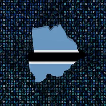 Botswana map flag on hex code illustration Stockillustratie