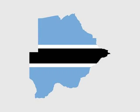 Botswana Map Flag. Map of Botswana with the Batswana country flag. Illustrazione stock