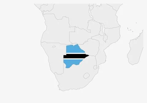 Botswana map highlighted in Botswana flag colors イラスト素材