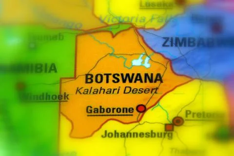 Botswana on a map Stock Photos