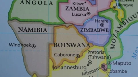 Botswana on a map. Political map of Botswana Stock Footage 285779544