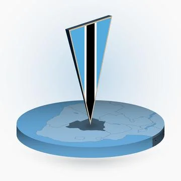Botswana map in round isometric style with triangular 3D flag of Botswana Stock Illustration