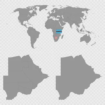 Botswana Map Set with World Location. Stock Illustration
