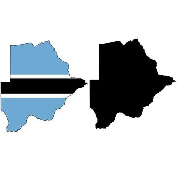 Botswana map on white background. Botswana country flag inside country border Stock-Illustration