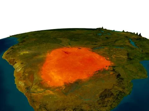 Botswana on model of planet Earth Stock Illustration