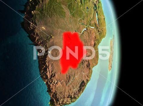 Botswana in morning from orbit Stock Photos