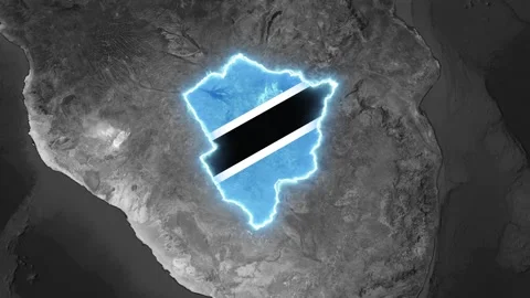 Botswana national flag animated overlay on satellite map footage Stock-Footage 343736560