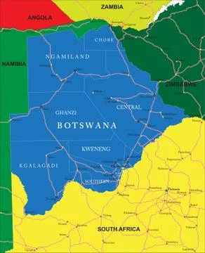 Botswana political map Stock Illustration