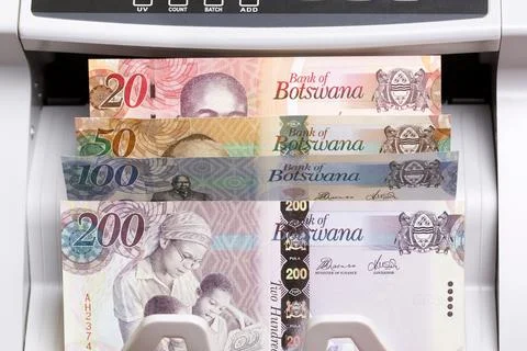 Botswana pula in the counting machine Stock Photos