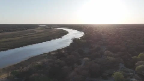 Botswana River Drone at Sunset Stock Footage 278275485