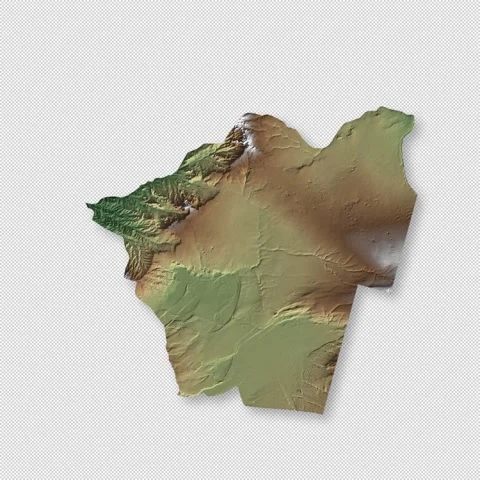 Botswana Rotating 3D Relief Map Seamless Loop, Alpha Channel 4K Stock Footage 340724347
