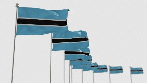 Botswana  Row Of Flags Animation Include Alpha Channel  Video stock 162951337