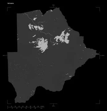 Botswana shape on black. Grayscale Stock Illustration
