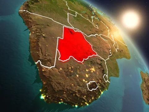 Botswana from space during sunrise Stock Illustration
