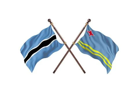 Botswana Versus Aruba  Two countries Flags background Stock Illustration