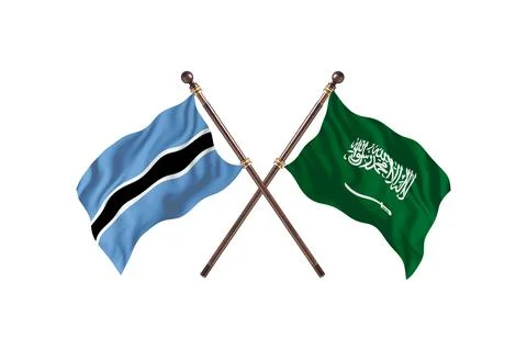 Botswana Versus Saudi Arabia  Two countries Flags background Stock Illustration
