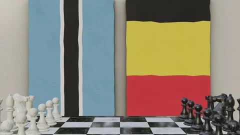 Botswana vs Belgium  at the chessboard. Video stock 257961913