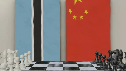 Botswana vs China  at the chessboard. Stock Footage 257962004