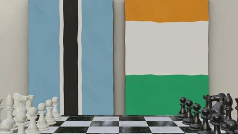 Botswana vs Cote d'Ivoire  at the chessboard. Stock-Footage 257962010