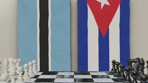 Botswana vs Cuba  at the chessboard. Stock Footage 257962014