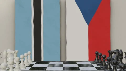 Botswana vs Czech  at the chessboard. Stock Footage 257962021