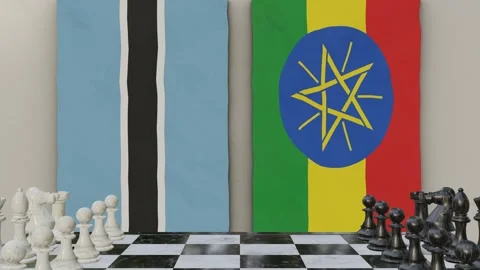 Botswana vs Ethiopia  at the chessboard. Stock Footage 257962079