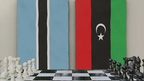 Botswana vs Libya  at the chessboard. Video stock 257962290