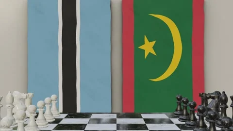 Botswana vs Mauritania  at the chessboard. Video stock 257962338