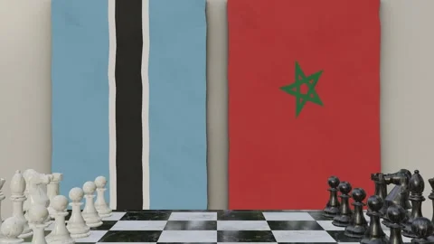Botswana vs Morocco  at the chessboard. Stock Footage 257962361