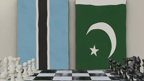 Botswana vs Pakistan  at the chessboard. Video stock 257962410