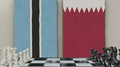 Botswana vs Qatar  at the chessboard. Vídeos de archivo 257962443