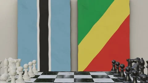 Botswana vs Republic of the Congo  at the chessboard. Stock Footage 257962455