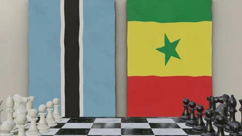 Botswana vs Senegal  at the chessboard. Video stock 257962474