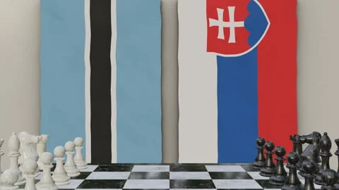 Botswana vs Slovakia  at the chessboard. Video stock 257962487