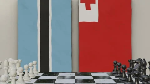 Botswana vs Tonga  at the chessboard. Video stock 257962556