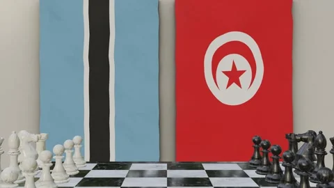 Botswana vs Tunisia  at the chessboard. Vídeos de archivo 257962562