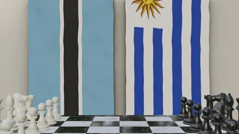 Botswana vs Uruguay  at the chessboard. Video stock 257963816