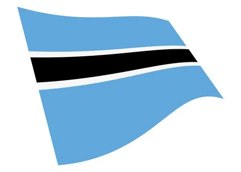Botswana waving flag 3d illustration isolated on white with clipping path Stock Illustration