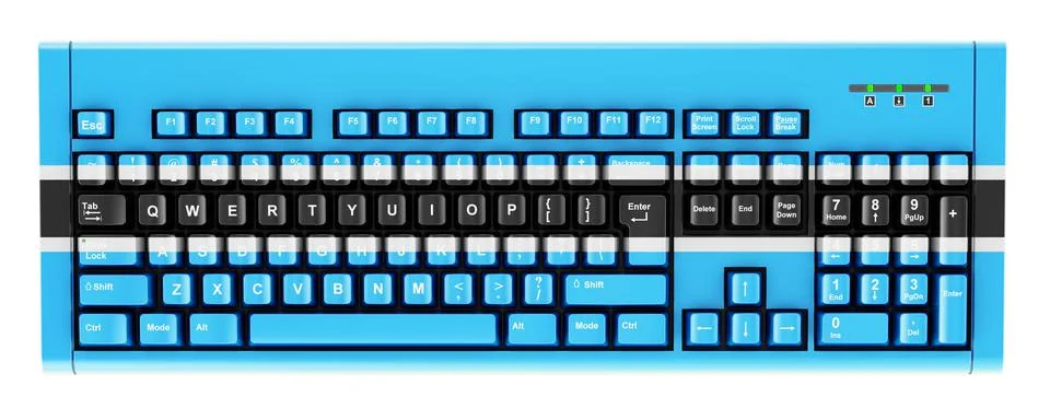 Botswanian flag painted on computer keyboard. 3D rendering 스톡 일러스트