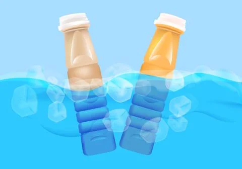 Botter coffee &amp; tea floated in clear water Stock Illustration
