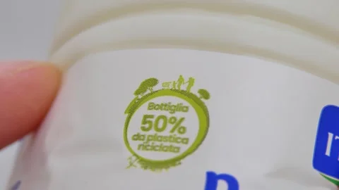 The bottle is 50 recycled plastic. Stock Footage 254729121