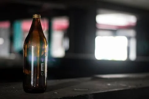 Bottle in an Abandoned Disco Stock Photos