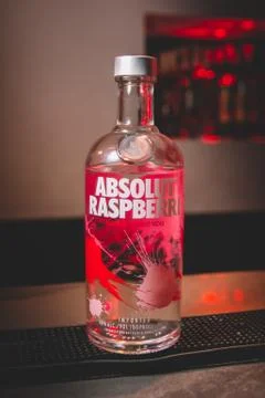 Bottle of Absolut Raspberri vodka Stock Photos