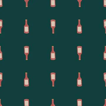 Bottle alcohol seamless pattern. Hand drawn background for menu. Stock Illustration