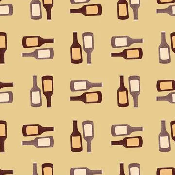 Bottle alcohol seamless pattern. Hand drawn background for menu. 스톡 일러스트