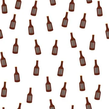 Bottle alcohol seamless pattern. Hand drawn background for menu. Stock Illustration