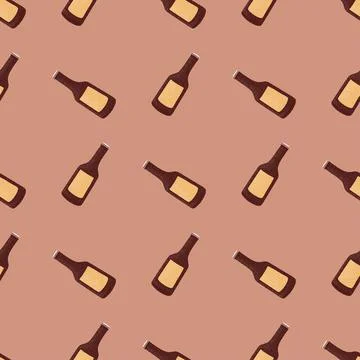Bottle alcohol seamless pattern. Hand drawn background for menu. Illustrazione stock