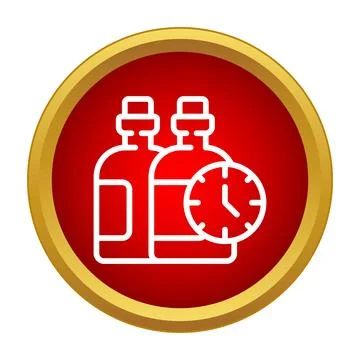 Bottle and clock icon representing drink time Stock Illustration
