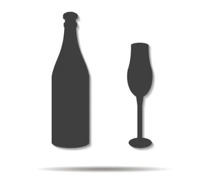 Bottle and cup double shadow icon vector イラスト素材